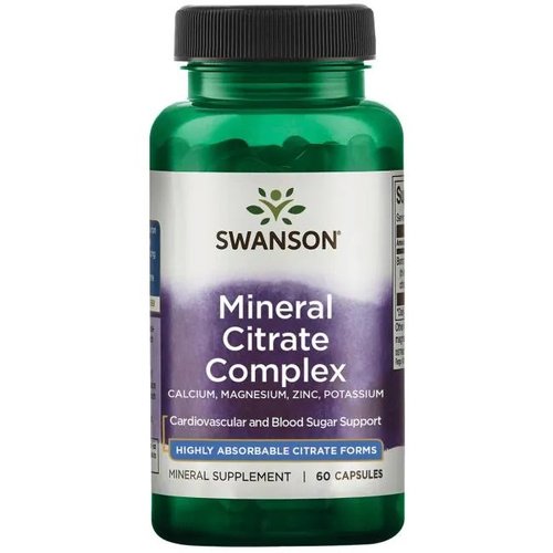 Swanson Mineral Citrate Complex na Wsparcie Mięśni i Elektrolitów 60 Kapsułek
