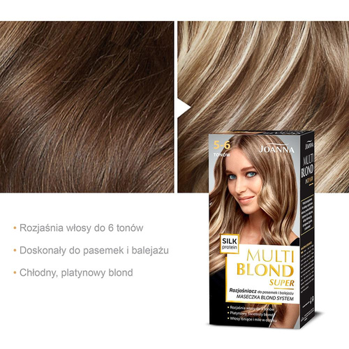 Joanna Multi Blond Rozjaśniacz do Włosów 5-6 Tonów Efekt Świetlistych Pasemek 70x25x10g