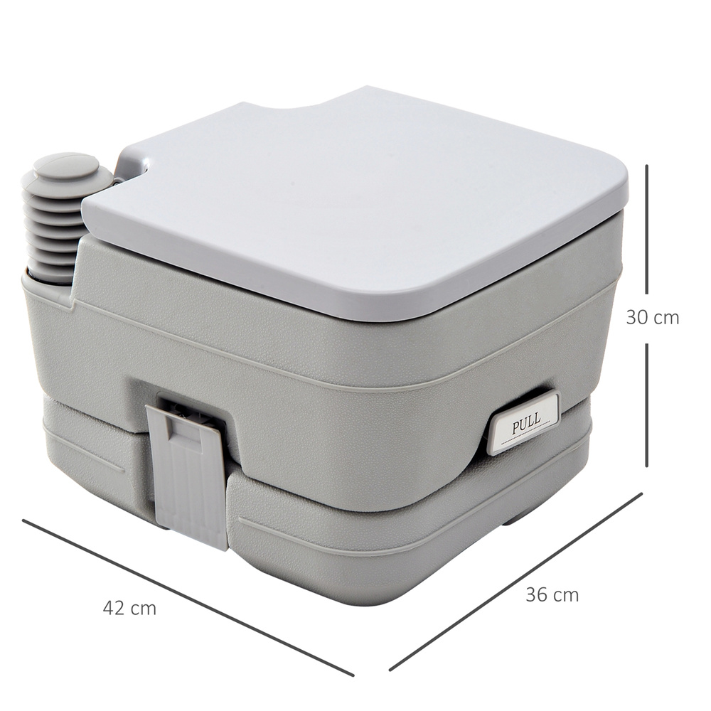 HOMCOM 10L Plastic Portable Toilet - Grey
