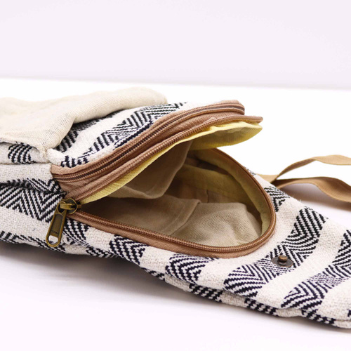 Body Cross Bag Natural Cotton - Black & White