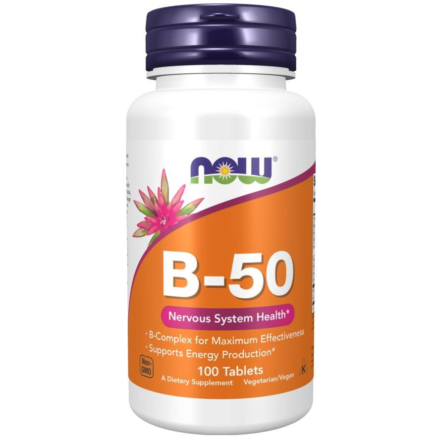 Now Foods Vitamin B-50 Wspiera Układ Nerwowy 100 Tabletek