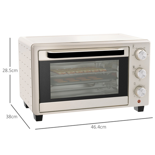 HOMCOM 21L Mini Countertop Oven, 100°C-230°C Adjustable Temp - White