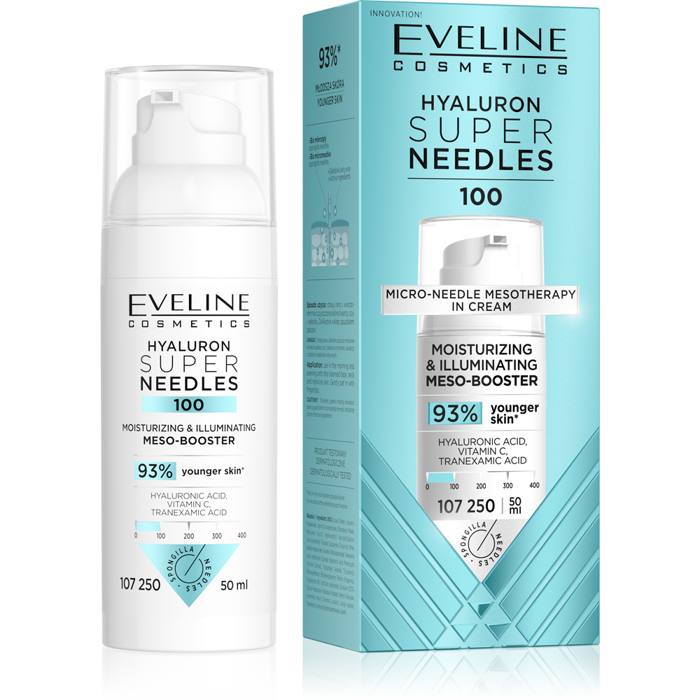 Eveline Super Needles Hyaluron 100 Nawilżający i Rozświetlający Mezo-Booster 50ml