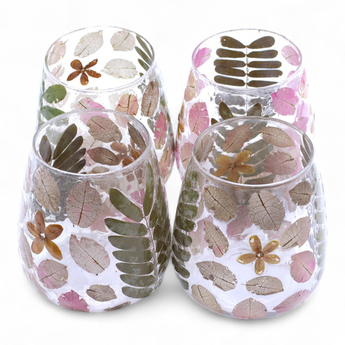 Natural Floral Glass - Vase Candle Holder - Primavera  - (12x11cm)