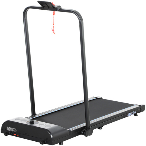 HOMCOM Foldable Walking Treadmill, with LED Display and Wheels, for Home, Office, Gym, Blue