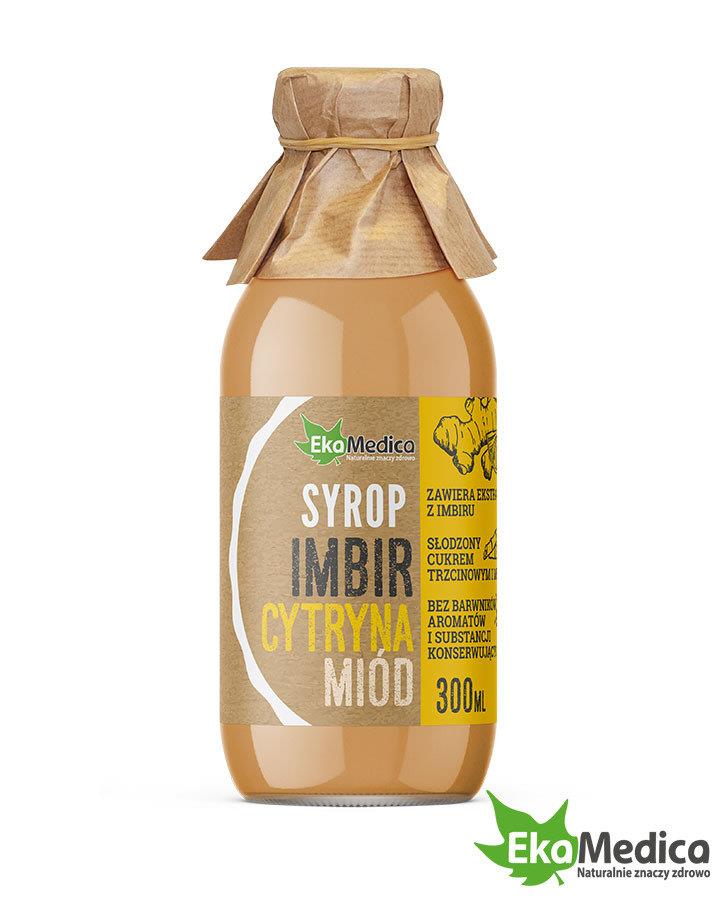 EkaMedica Syrop Imbirowy z Sokiem Cytrynowym i Miodem bez Barwników 300ml