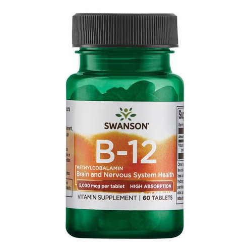 Swanson Vitamin B12 Methylcobalamin 5000mcg for Energy 60 Tablets