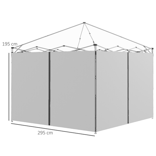 Outsunny Set of Two 3 x 3(m) Replacement Zipped Gazebo Walls - Grey
