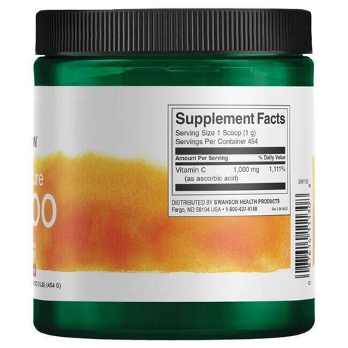 Swanson Witamina C 100% Pure w Proszku na Odporność 454g
