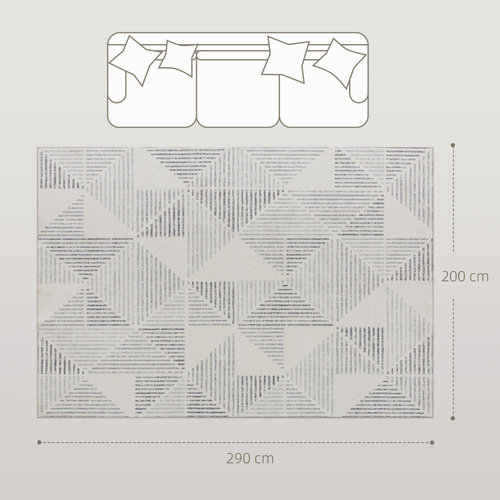 HOMCOM Modern Area Rug, Geometric Pattern Non-Slip Washable Rug, Soft Floor Carpet for Living Room, Bedroom, Dining Room, Home Office, 290 x 200 cm, Grey