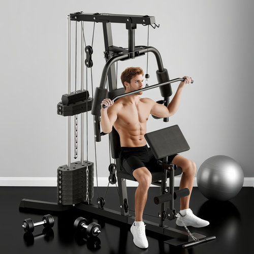 HOMCOM Multi-Exercise Gym Station, with 45kg Weight Stack, for Full Body Workout