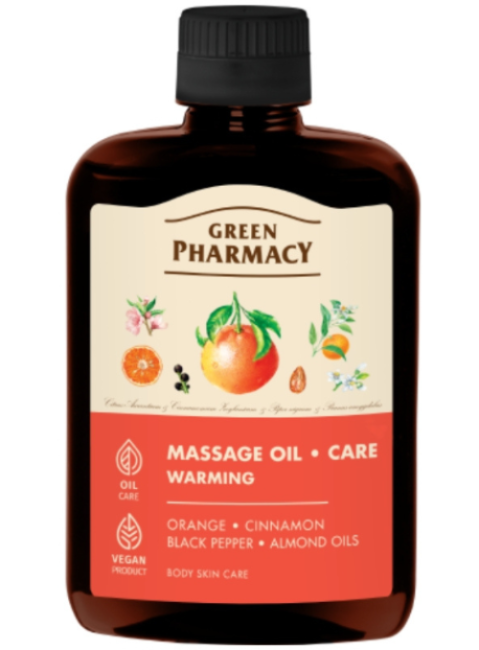 Green Pharmacy Warming Massage Oil with Cinnamon Pepper and Orange Oils 200ml