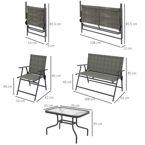 Outsunny Four-Piece Metal Garden Sofa Set - Mixed Brown