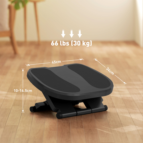 HOMCOM 0-30° Three-Height Under-Desk Support Footrest - Grey