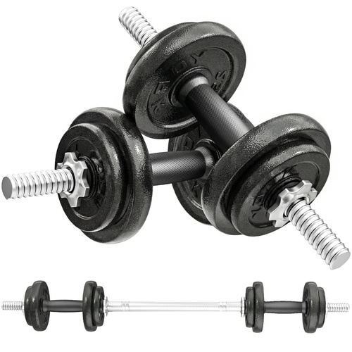 SPORTNOW 2-in-1 Adjustable Dumbbells Set, 20kg Cast Iron Weights Dumbbells Set with Non-Slip Grip for Strength Training, Weight Lifting, Bodybuilding, Home Gym Workout Equipment for Men & Women