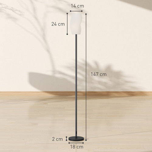 HOMCOM Floor Lamp for Living Room, 3D Printed Modern Standing Lamp with Flowing Curved Shade, 3 Colour Temperature & Foot Switch, Minimalist Tall Pole Lampshade for Bedroom, Office, White
