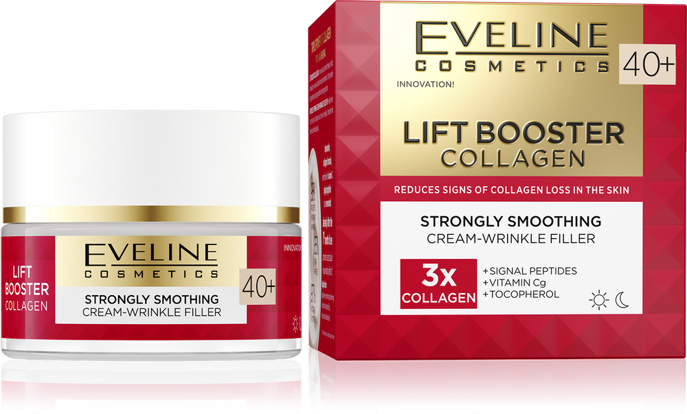 Eveline Lift Booster Collagen Silnie Wygładzający Krem-Wypełniacz Zmarszczek 40+ na Dzień i na Noc 50ml