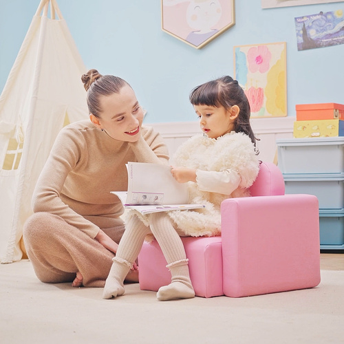 HOMCOM 2 In 1 Toddler Sofa Chair,  48 x 44 x 41 cm, for Game Relax Playroom, Pink