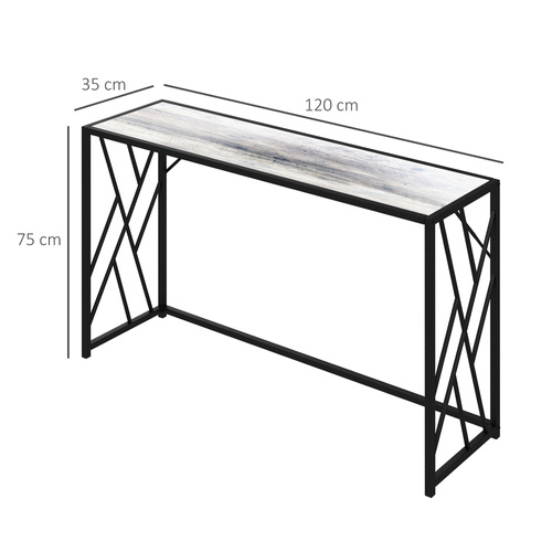 HOMCOM Console Table, Industrial Sofa Table with Metal Frame for Living Room, Hallway, 120 cm, Grey