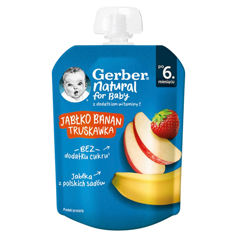 Gerber Dessert Apple Banana Strawberry for Babies after 6th Month without Sugar 80g