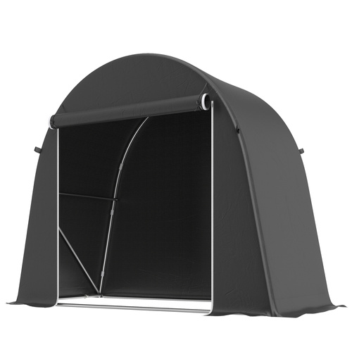 Outsunny 8 x 4 ft Garden Storage Tent, Waterproof Bike Tent with Roll-up Zipper Door and Galvanised Metal Frame, Dark Grey
