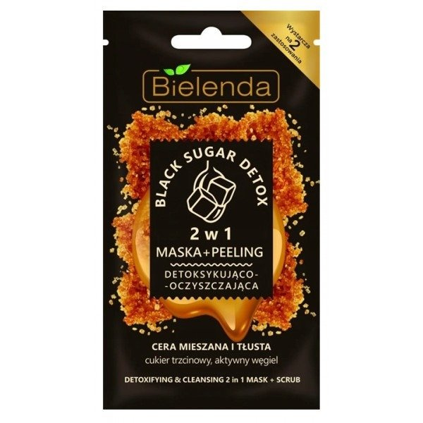 Bielenda Black Sugar Detox 2w1 Oczyszczająca Detoksykująca Maska i Peeling do Cery Mieszanej i Tłustej 8g