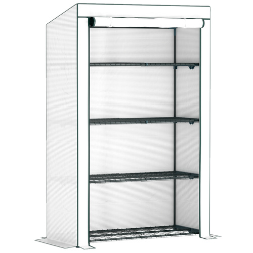 Outsunny Four-Tier Mini Greenhouse - Green/White
