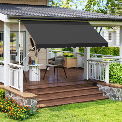 Outsunny 3x1.5m  Adjustable Outdoor Aluminium Frame Awning Black