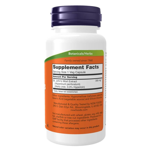 Now Foods St. John's Wort Dziurawiec 300mg Wspomaga Układ Moczowy i Trawienny Łagodzi Napięcia Nerwowe 250 Kapsułek