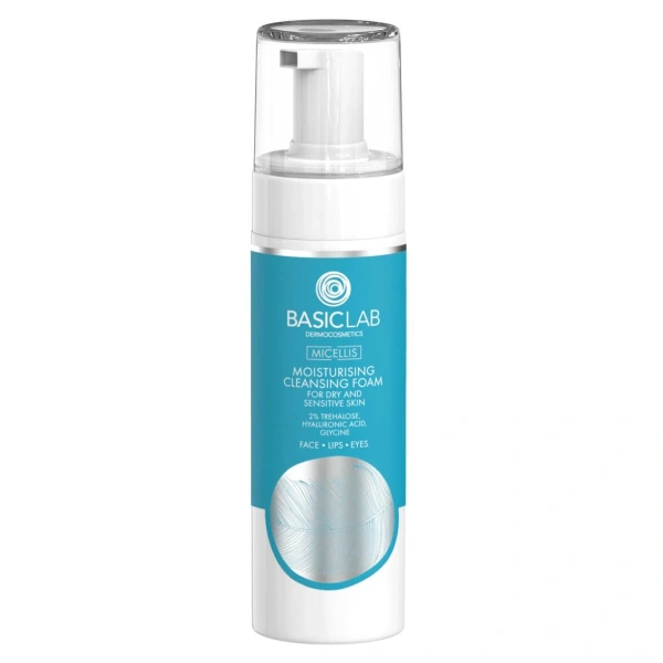 BasicLab Micellis Moisturizing Cleansing Foam 2% Trehalose Hyaluronic Acid Glycine for Dry and Sensitive Skin 150ml