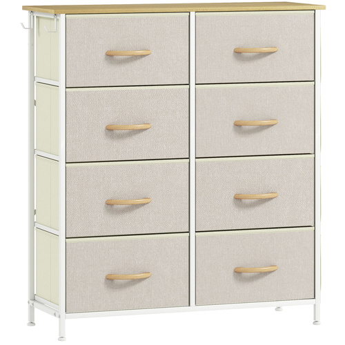 HOMCOM Chest of Eight Fabric Drawers - Beige