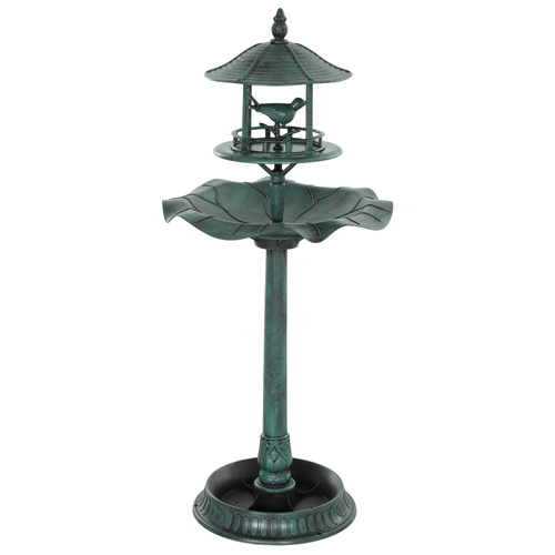 Outsunny 3-in-1 Garden Bird Bath, Freestanding Birdbath with Large Water Basin, Underneath Flower Planter, Φ50 x 113 cm, Green