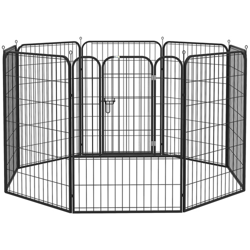 PawHut 8 Panels Heavy Duty Puppy Playpen, for Large, Medium Dogs, Indoor and Outdoor Use - Black