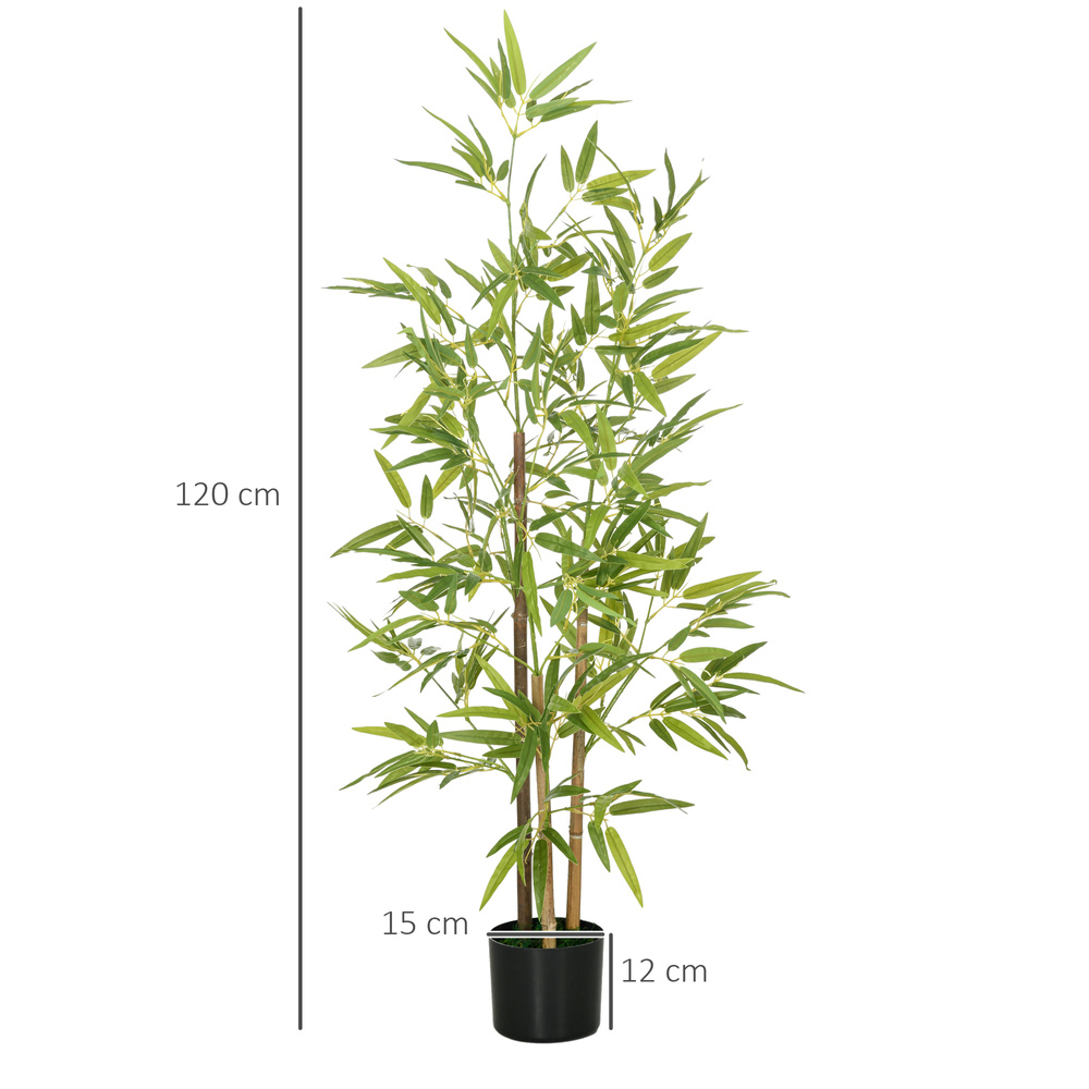 HOMCOM Artificial Plant Bamboo Artificial Tree Height 120 cm with Pot for Home Indoor Decor