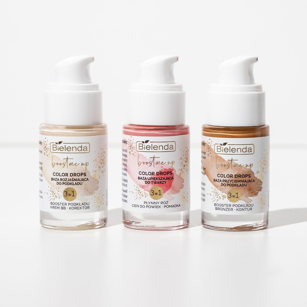 Bielenda Boost Me Up Color Drops Baza Rozjaśniająca 3w1 Booster Podkładu Krem BB Korektor 15ml