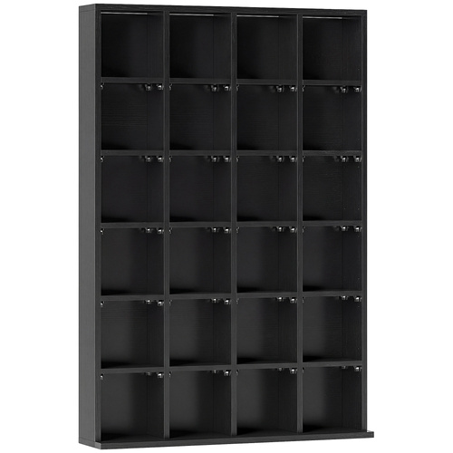 HOMCOM CD Storage Unit with Adjustable Shelves, 89 x 130.5 cm, Black