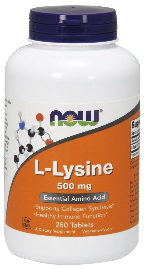 NOW Foods L-Lysine 500 mg Wsparcie Odporności Skóry i Regeneracji 250 Tabletek
