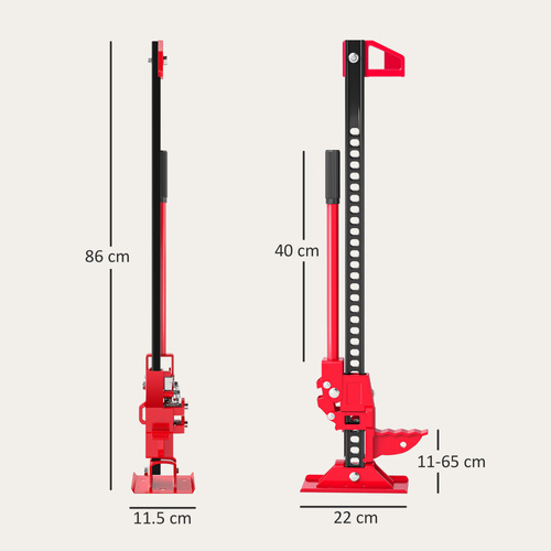 HOMCOM 3 Tonne Farm Jack, 33" High Lift Jack for 4x4 Tractors Trucks Agricultural Lifting, Red