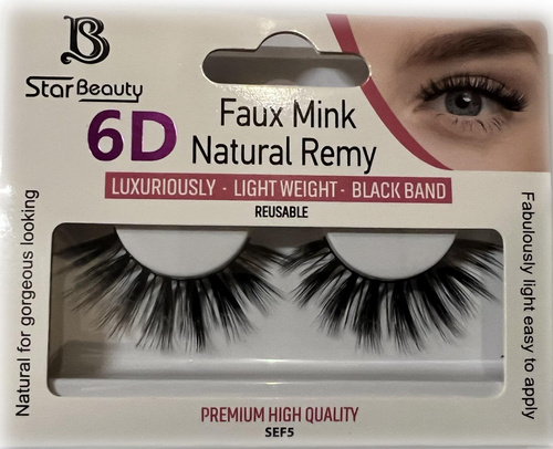 Star Beauty Professional Sztuczne Rzęsy 6D Lekkie Nadające Objętość Wielokrotnego Użytku SEF05 1 Para