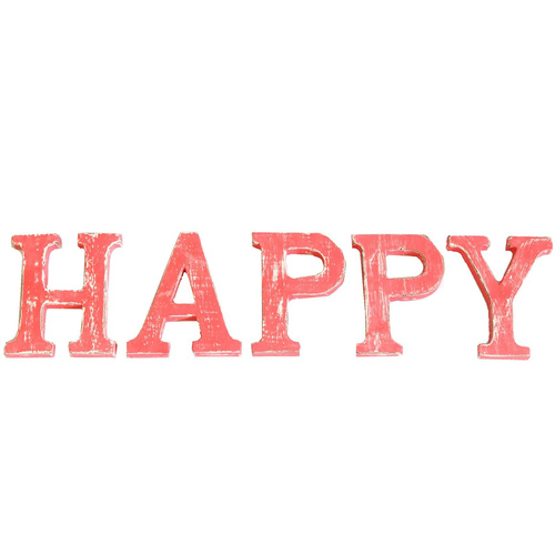 Shabby Chic Letters Red Wash - HAPPY