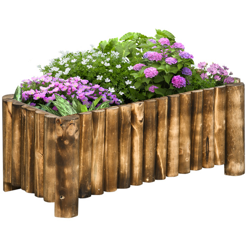 Outsunny 52L Raised Flower Bed Wooden Rectangular Planter Container Box Herb Pot Flower Pot 78L x 35W x 30H (cm)