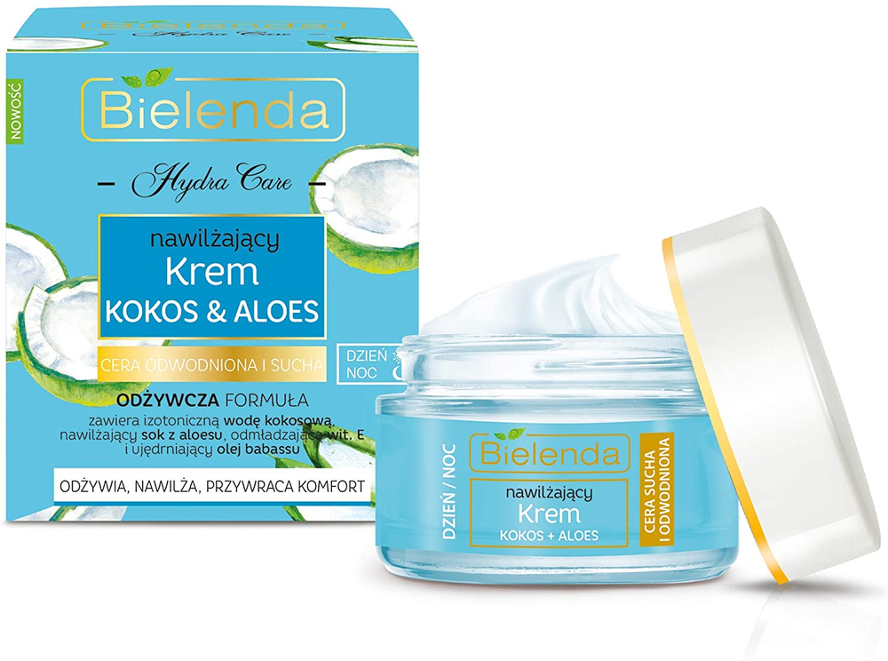 Bielenda Hydra Care Kokos i Aloes Nawilżający Krem do Suchej i Odwodnionej Cery na Dzień i na Noc 50ml