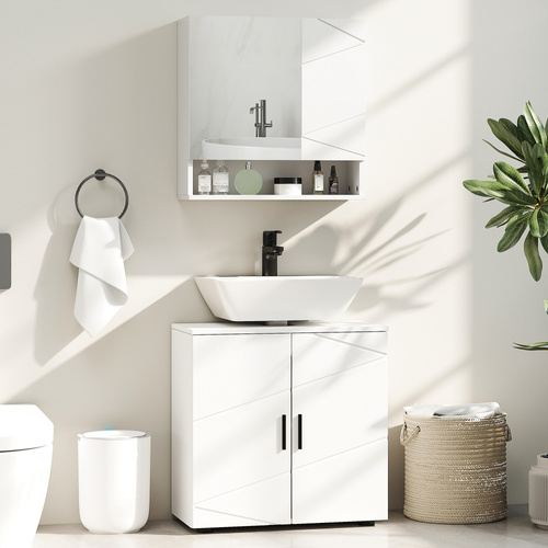 kleankin Under Sink Cabinet with Shelf - White
