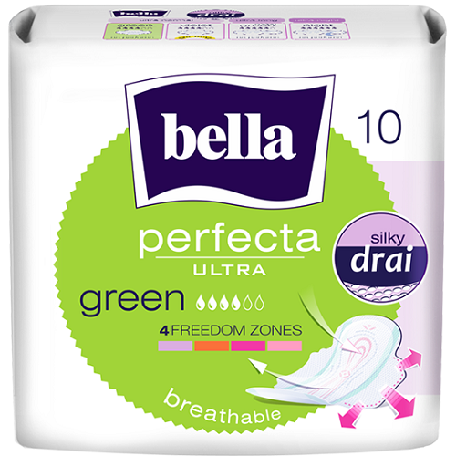 Bella Perfecta Ultra Green Ultra-thin Hygienic Sanitary Napkins 10 Pieces