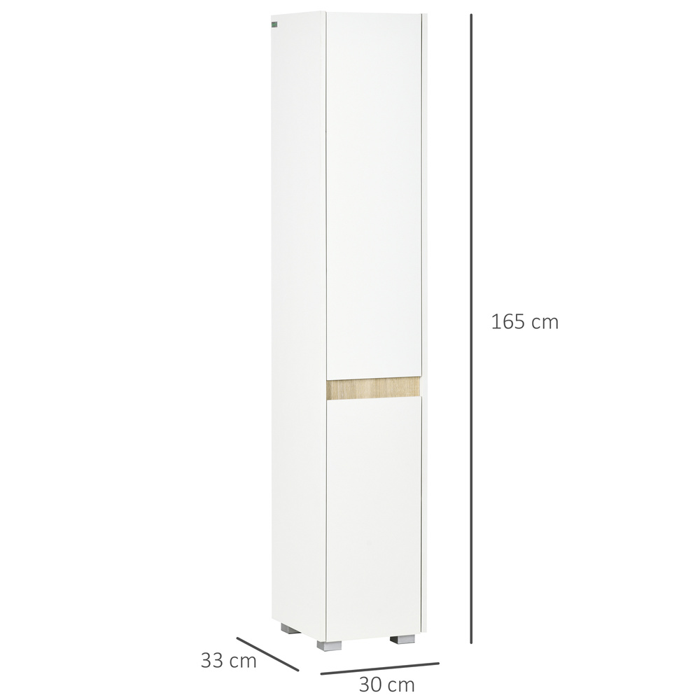 kleankin Tall Bathroom Cabinet with Adjustable Shelves, 5-Tier Modern Freestanding Tallboy with Storage Cabinets, White