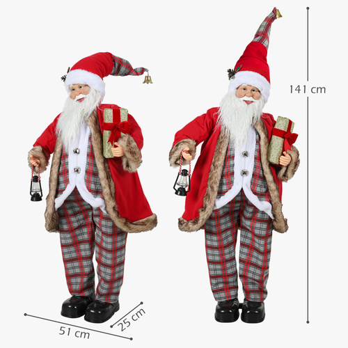 HOMCOM 4'6" Animated Santa Claus Figure, with Sound - Red