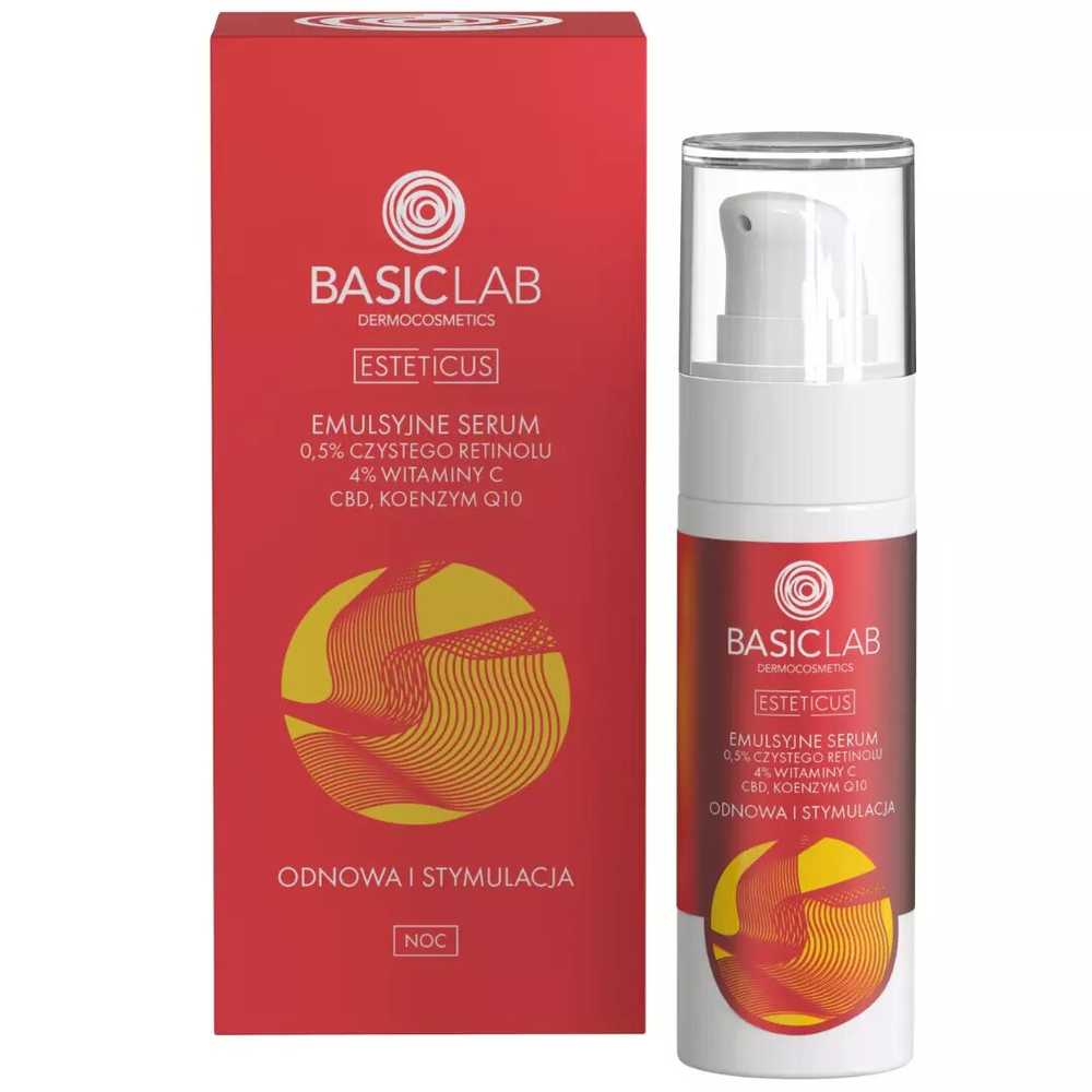 BasicLab Dermocosmetics Emulsyjne Serum z 0.5% Retinolu i Witaminą C Odnowa 30ml