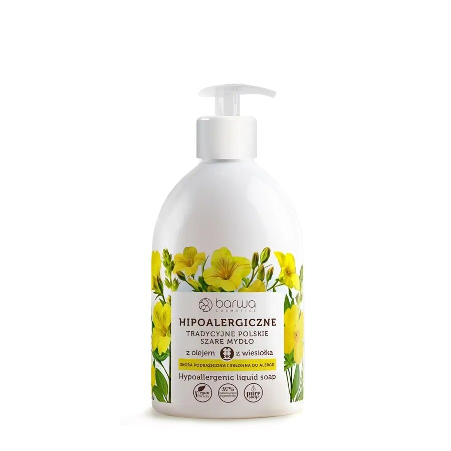 Barwa Hypoallergenic Gray Liquid Soap with Evening Primrose for Delicate Skin 500ml