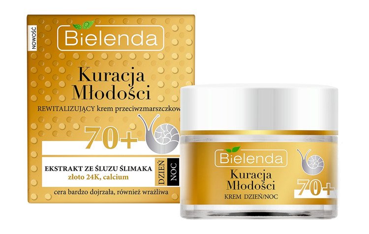 Bielenda Kuracja Młodości Krem 70+ ze Śluzem Ślimaka i Złotem 24K do Cery Dojrzałej 50ml