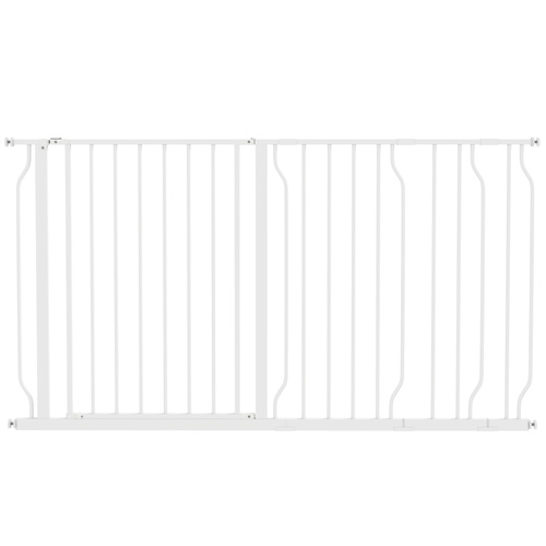 PawHut Extra Wide Dog Safety Gate, with Door Pressure, for Doorways, Hallways, Staircases - White